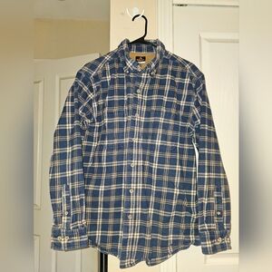 Navy and Cream Flannel Men's Casual Shirt